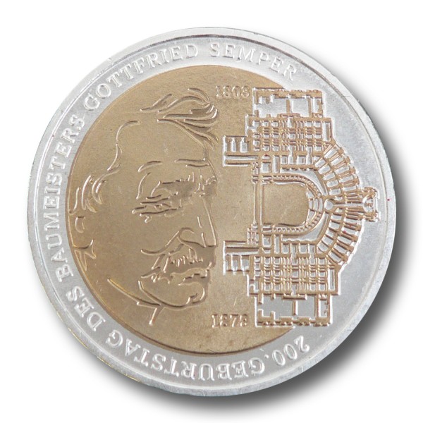 10 Euro BRD - 200. Geburtstag G. Semper Silbermünze (2003) - teilvergoldet