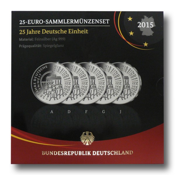 25 Euro BRD - 25 Jahre Deutsche Einheit Set - Silbermünze (2015) - PP