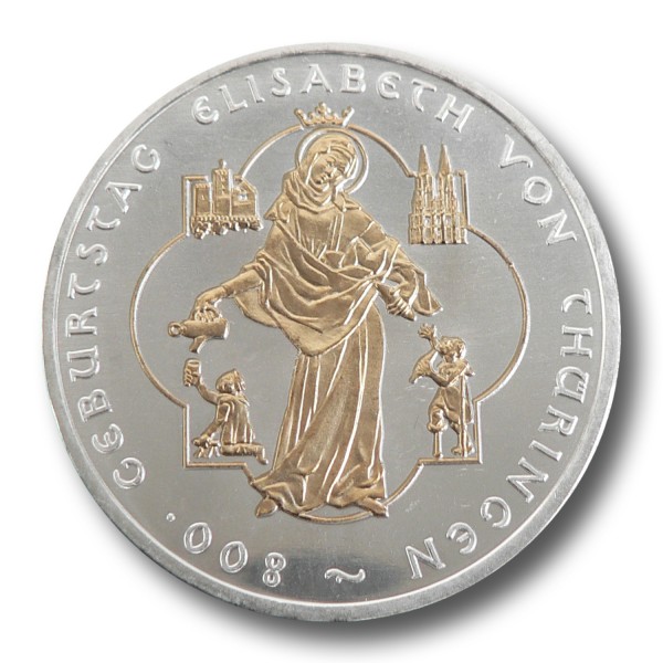 10 Euro BRD - Elisabeth von Thüringen Silbermünze (2007) - teilvergoldet