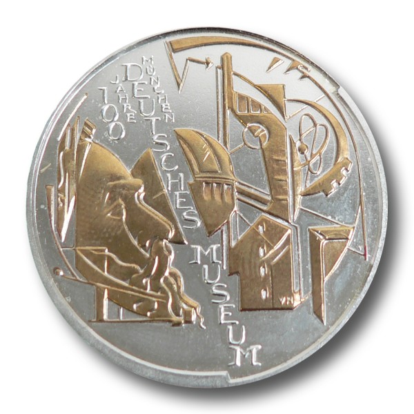 10 Euro BRD - 100 Jahre Deutsches Museum Silbermünze (2003) - teilvergoldet