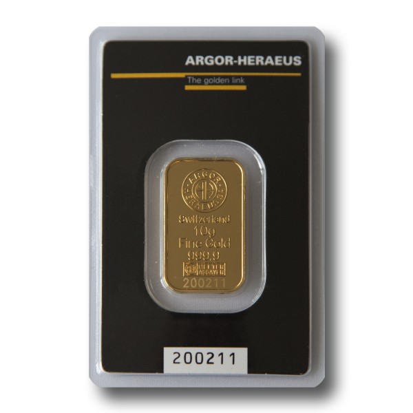 10 g Goldbarren (Argor-Heraeus Schweiz / Heraeus)