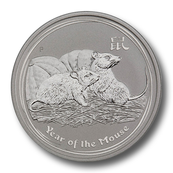 2 Dollar Australien - Lunar II - Maus 2 oz Silbermünze (2008)