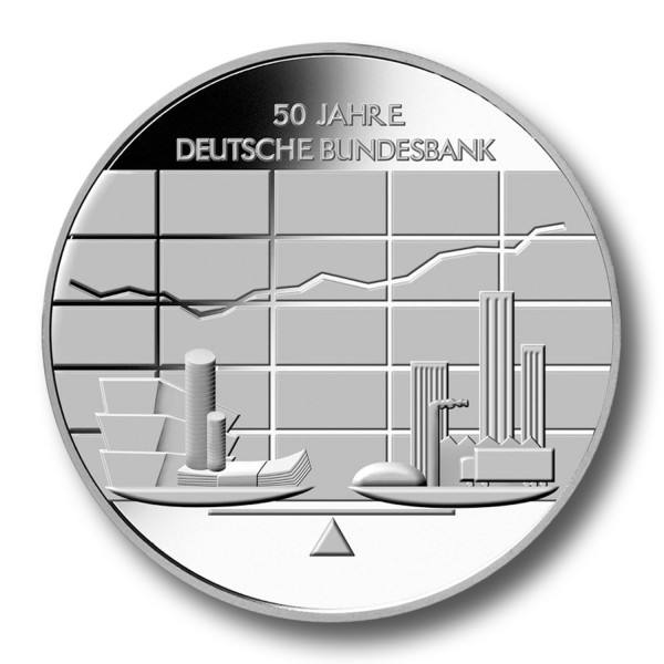 10 Euro BRD - 50 Jahre Deutsche Bundesbank Silbermünze (2007)
