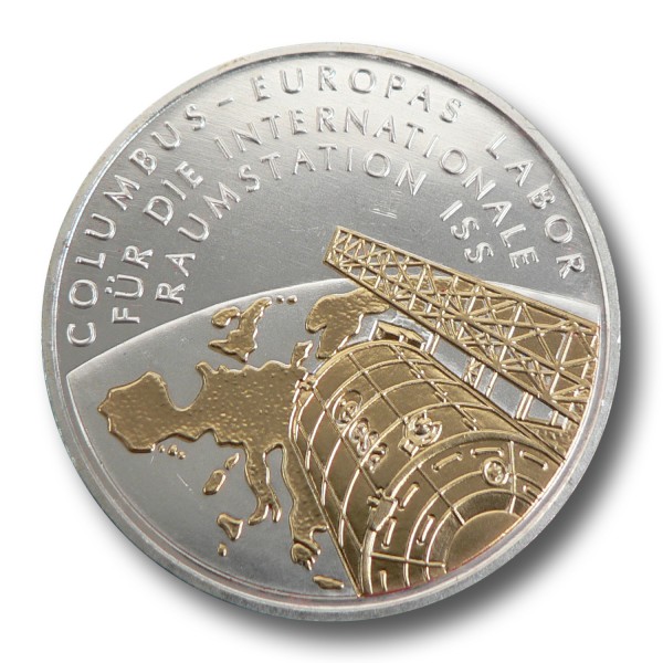 10 Euro BRD - Columbus - ISS Labor Silbermünze (2004) - teilvergoldet