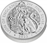 5 Pfund Großbritannien - Tudor  Beasts - Lion 2 oz Silbermünze (2022)