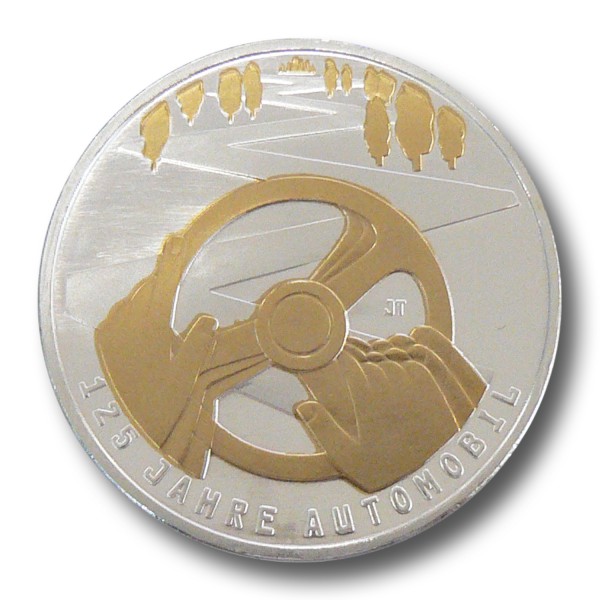 10 Euro BRD - 125 Jahre Automobil Silbermünze (2011) - teilvergoldet