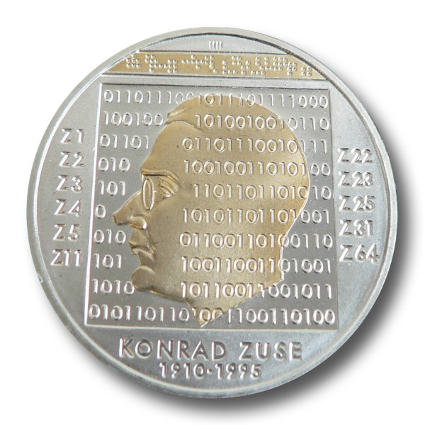 10 Euro BRD - 100. Geburtstag Konrad Zuse Silbermünze (2010) - teilvergoldet