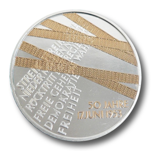 10 Euro BRD - 50 Jahre Volksaufstand 1953 Silbermünze (2003) - teilvergtoldet