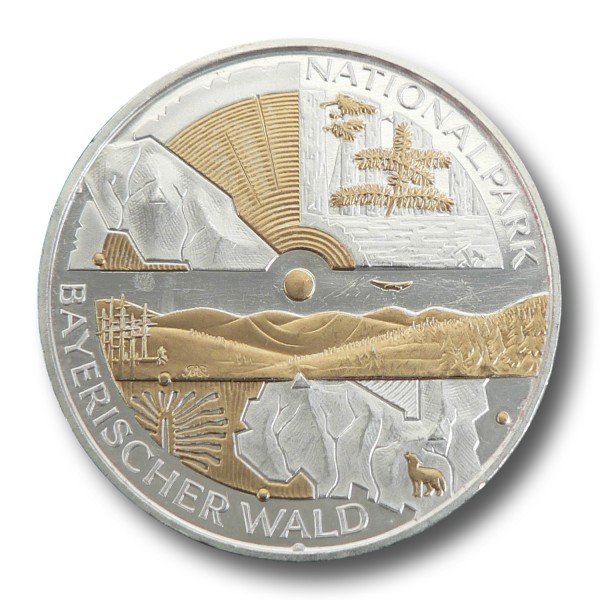 10 Euro BRD - Nationalpark Bayrischer Wald Silbermünze (2005) - teilvergoldet
