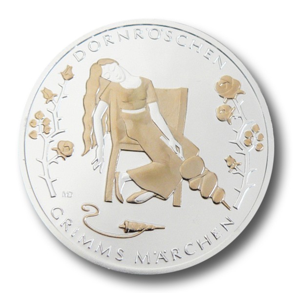 10 Euro BRD - Dornröschen Silbermünze (2015) PP - teilvergoldet
