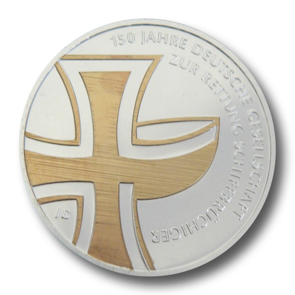 10 Euro BRD - 150. Jahre DGzRS Silbermünze (2015) PP - teilvergoldet