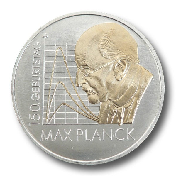 10 Euro BRD - 150. Geburtstag Max Planck Silbermünze (2008) - teilvergoldet