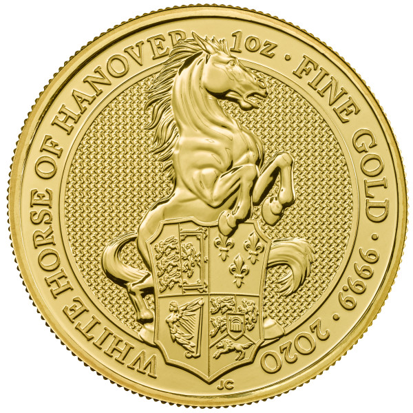 100 Pfund Großbritannien - Queens Beasts - White Horse 1 oz Goldmünze (2020)